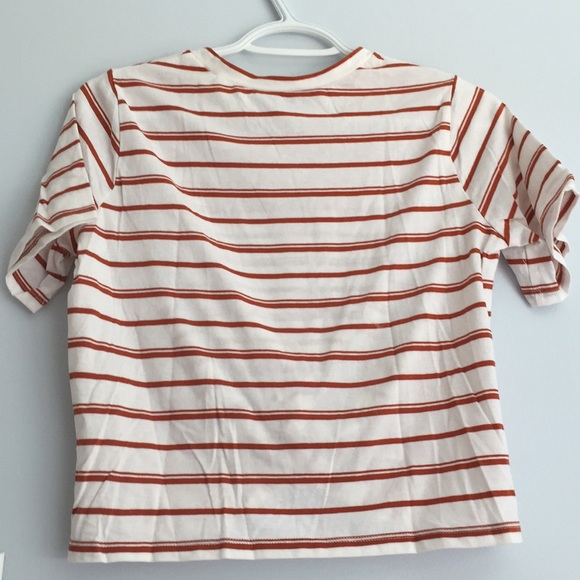 stripped shirt orange on white. tied at the bottom - Picture 2 of 2